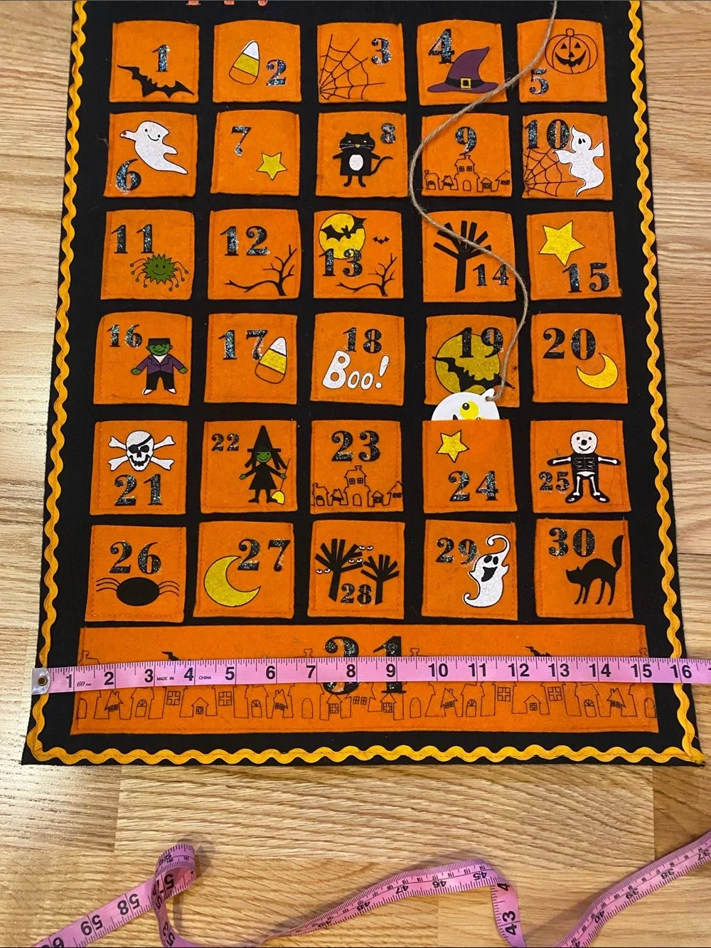 Happy Halloween Felt Countdown Wall Banner - Orange and Black